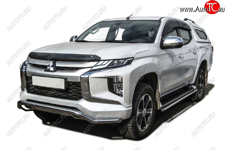 15 949 р. Защита переднего бампера Slitkoff (Ø 57 мм, волна)  Mitsubishi L200  5 KK,KL (2018-2022) рестайлинг (Нержавеющая сталь)  с доставкой в г. Кемерово