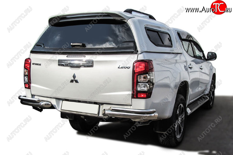 16 999 р. Защита заднего бампера Slitkoff (Ø 76+Ø 42, без бампера)  Mitsubishi L200  5 KK,KL (2018-2022) рестайлинг (Нержавеющая сталь)  с доставкой в г. Кемерово