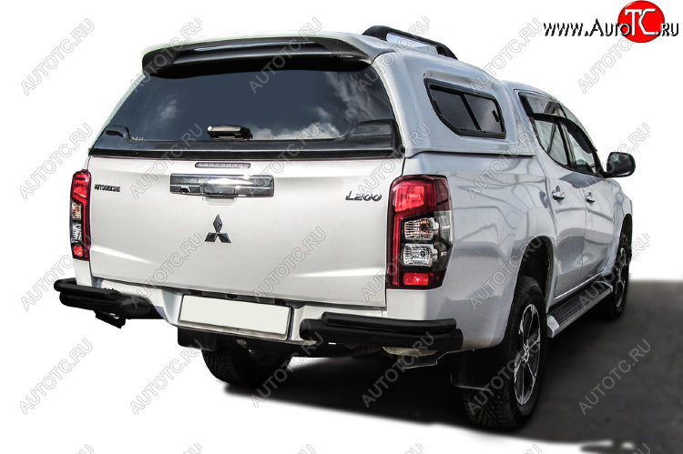 11 999 р. Защита заднего бампера Slitkoff (Ø 76+Ø 42, без бампера)  Mitsubishi L200  5 KK,KL (2018-2022) рестайлинг (Сталь с полимерным покрытием. Цвет: черный)  с доставкой в г. Кемерово