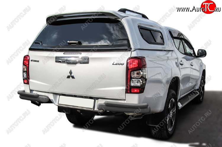 11 999 р. Защита заднего бампера Slitkoff (Ø 76+Ø 42, без бампера)  Mitsubishi L200  5 KK,KL (2018-2022) рестайлинг (Сталь с полимерным покрытием. Цвет: серебристый)  с доставкой в г. Кемерово