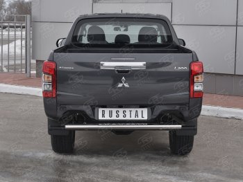 Защита заднего бампера (Ø120x60 мм с проступью, нержавейка) SLITKOFF Mitsubishi L200  5 KK,KL (2018-2022) рестайлинг