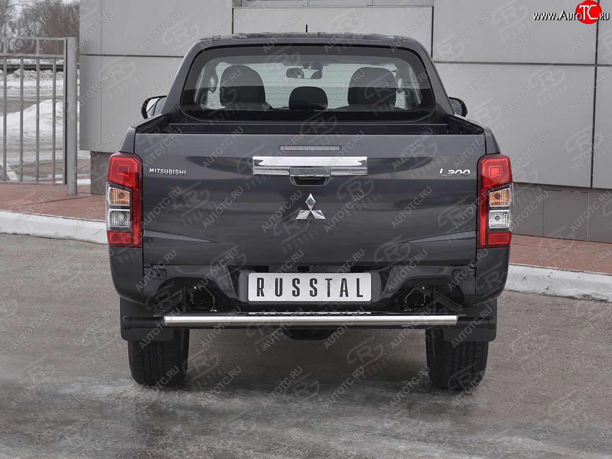 27 699 р. Защита заднего бампера (Ø120x60 мм с проступью, нержавейка) SLITKOFF  Mitsubishi L200  5 KK,KL (2018-2022) рестайлинг  с доставкой в г. Кемерово