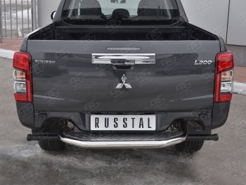 Защита заднего бампера (Ø63 мм, нержавейка) SLITKOFF Mitsubishi L200  5 KK,KL (2018-2022) рестайлинг