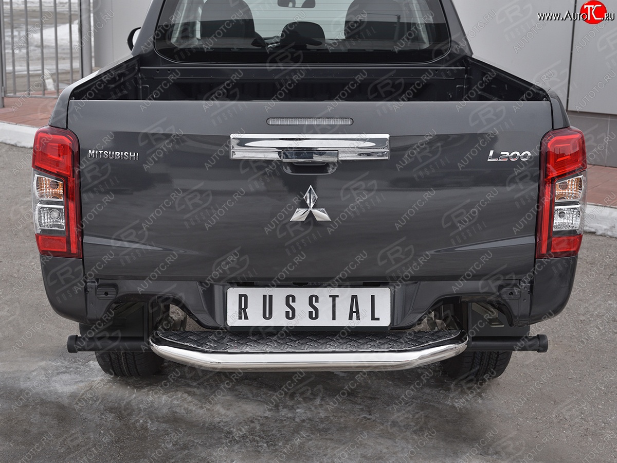 27 799 р. Защита заднего бампера (Ø63 мм, нержавейка) SLITKOFF  Mitsubishi L200  5 KK,KL (2018-2022) рестайлинг  с доставкой в г. Кемерово