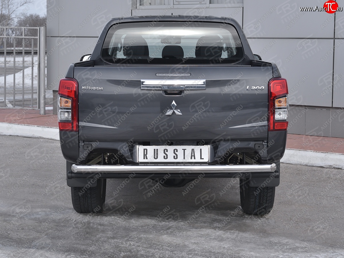 19 999 р. Защита заднего бампера (Ø63 мм, нержавейка) RUSSTAL  Mitsubishi L200  5 KK,KL (2018-2022) рестайлинг  с доставкой в г. Кемерово