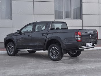 24 549 р. Защита заднего бампера (2 трубы Ø63 и 42 мм , нержавейка) RUSSTAL  Mitsubishi L200  5 KK,KL (2018-2022) рестайлинг  с доставкой в г. Кемерово. Увеличить фотографию 3