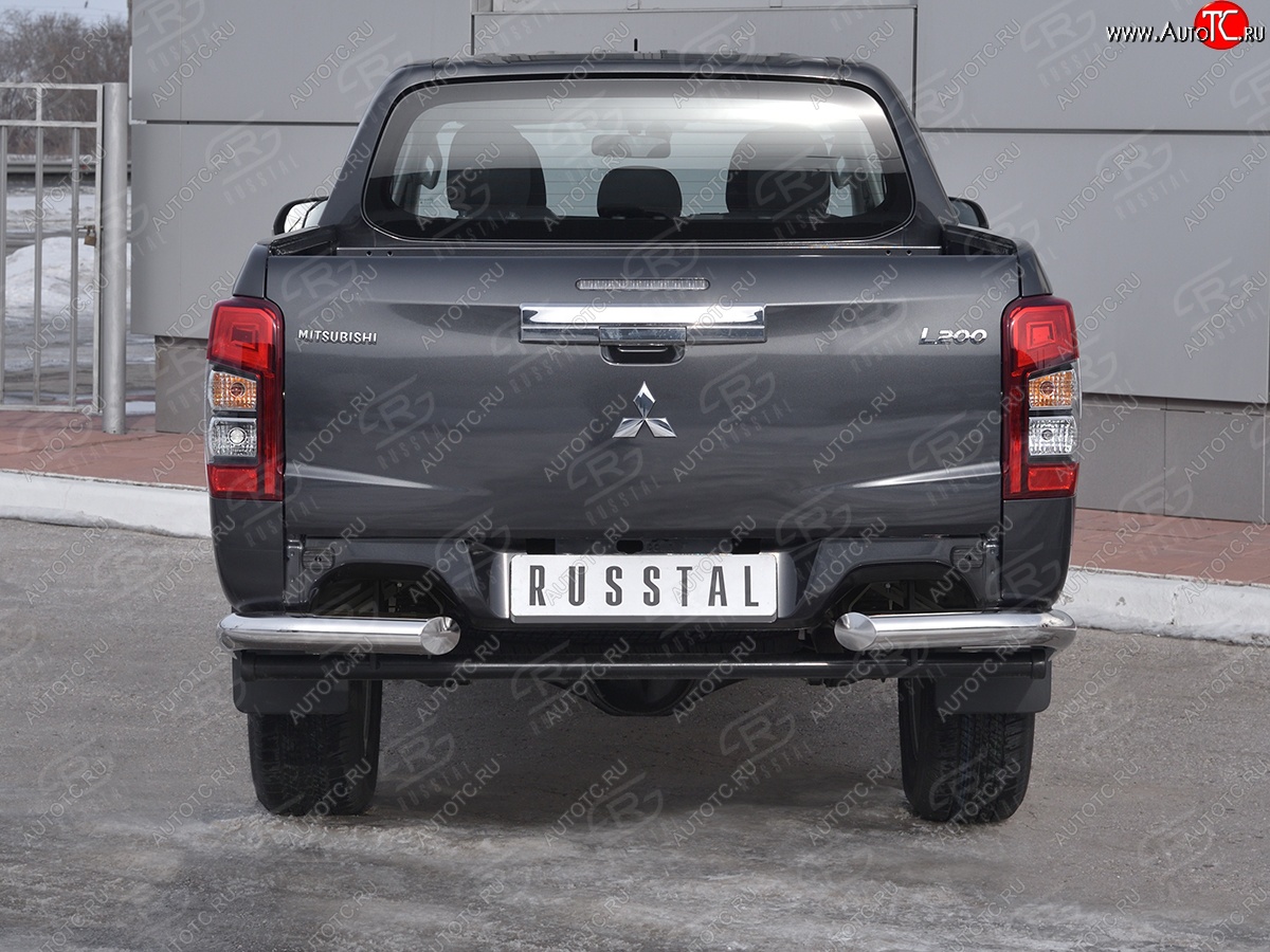 14 999 р. Защита заднего бампера (Ø76 мм уголки, нержавейка) SLITKOFF  Mitsubishi L200  5 KK,KL (2018-2022) рестайлинг  с доставкой в г. Кемерово