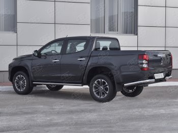 14 999 р. Защита заднего бампера (Ø76 мм уголки, нержавейка) SLITKOFF  Mitsubishi L200  5 KK,KL (2018-2022) рестайлинг  с доставкой в г. Кемерово. Увеличить фотографию 2