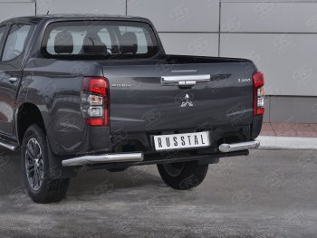 14 999 р. Защита заднего бампера (Ø76 мм уголки, нержавейка) SLITKOFF  Mitsubishi L200  5 KK,KL (2018-2022) рестайлинг  с доставкой в г. Кемерово. Увеличить фотографию 3