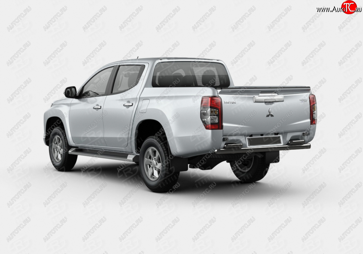 15 899 р. Защита заднего бампера SLITKOFF (Ø57 секции d42x2 уголки)  Mitsubishi L200  5 KK,KL (2018-2022) рестайлинг (нержавейка с полимерным покрытием, черный)  с доставкой в г. Кемерово