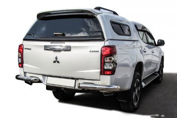 Защита заднего бампера Slitkoff (Ø 76 мм, без бампера) Mitsubishi L200  5 KK,KL (2018-2022) рестайлинг (Нержавеющая сталь)