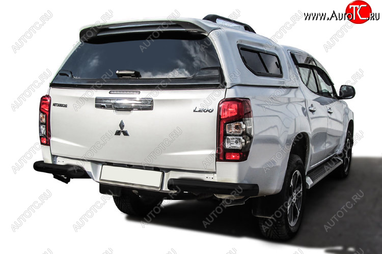 9 999 р. Защита заднего бампера Slitkoff (Ø 76 мм, без бампера)  Mitsubishi L200  5 KK,KL (2018-2022) рестайлинг (Сталь с полимерным покрытием. Цвет: черный)  с доставкой в г. Кемерово