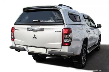Защита заднего бампера Slitkoff (Ø 76 мм, без бампера) Mitsubishi L200  5 KK,KL (2018-2022) рестайлинг (Сталь с полимерным покрытием. Цвет: серебристый)