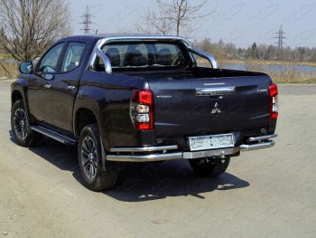 Защита заднего бампера (уголки двойные) ТСС 76,1/42,4 мм (на автомобиль без бампера) Mitsubishi L200  5 KK,KL (2018-2022) рестайлинг