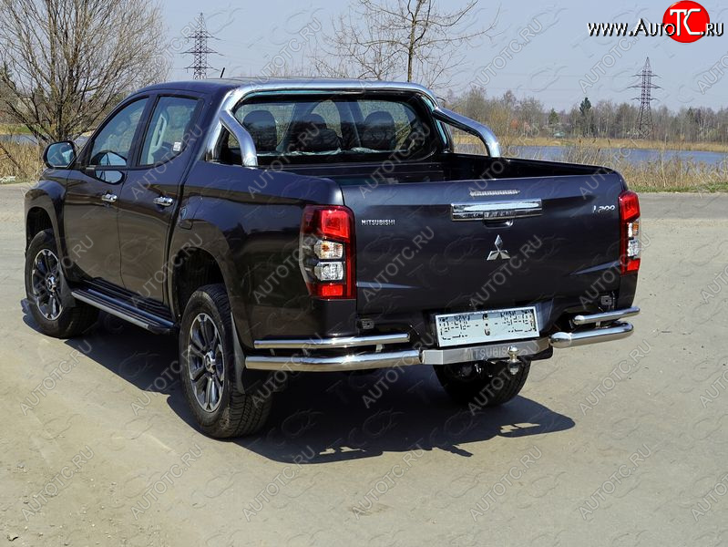 33 999 р. Защита заднего бампера (уголки двойные) ТСС 76,1/42,4 мм (на автомобиль без бампера)  Mitsubishi L200  5 KK,KL (2018-2022) рестайлинг  с доставкой в г. Кемерово