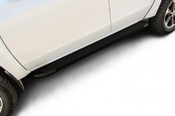 Пороги алюминиевые Slitkoff Mitsubishi L200  5 KK,KL (2018-2022) рестайлинг (Optima Black )