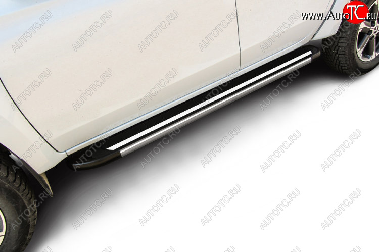 11 299 р. Пороги алюминиевые Slitkoff  Mitsubishi L200  5 KK,KL (2018-2022) рестайлинг (Luxe Black)  с доставкой в г. Кемерово