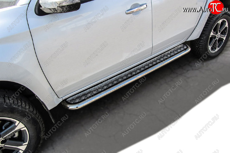 22 799 р. Защита порогов Slitkoff (Ø 57 мм, с листом) Mitsubishi L200 5 KK,KL рестайлинг (2018-2022)  с доставкой в г. Кемерово