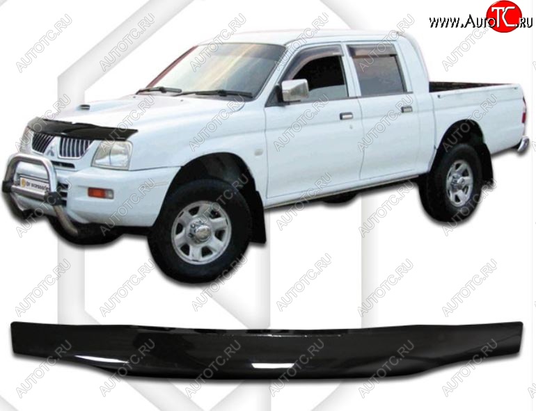 1 899 р. Дефлектор капота CA-Plastic Mitsubishi L200 3 K74T рестайлинг (2005-2006) (Classic черный, Без надписи)  с доставкой в г. Кемерово