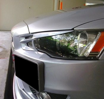 Реснички на фары KURAJ (Scorpion) Mitsubishi Lancer  10 CY (2007-2010) седан дорестайлинг, хэтчбэк дорестайлинг