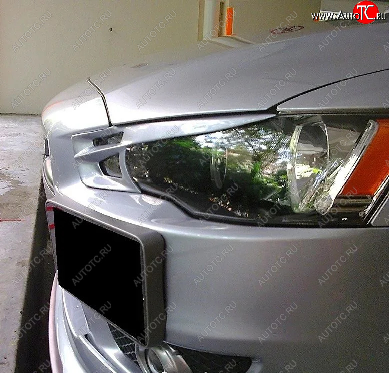 949 р. Реснички на фары KURAJ (Scorpion)  Mitsubishi Lancer  10 CY (2007-2010) седан дорестайлинг, хэтчбэк дорестайлинг (Неокрашенные)  с доставкой в г. Кемерово