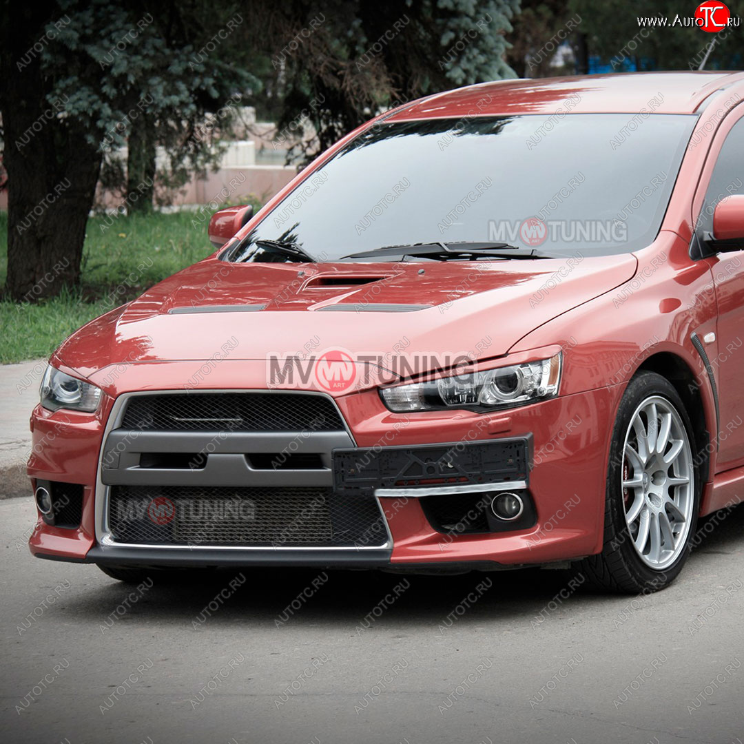 1 149 р. Реснички на фары  Mitsubishi Lancer  10 CY (2007-2017) седан дорестайлинг, хэтчбэк дорестайлинг, седан рестайлинг, хэтчбек 5 дв рестайлинг (Неокрашенные)  с доставкой в г. Кемерово
