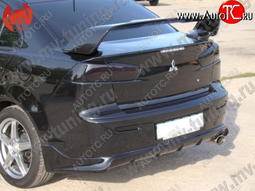 7 499 р. Накладка заднего бампера Zodiak (под одинарный выхлоп) MV-Tuning Mitsubishi Lancer 10 CY седан дорестайлинг (2007-2010) (Неокрашенная)  с доставкой в г. Кемерово