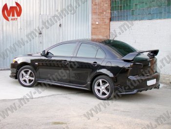 7 499 р. Накладка заднего бампера Zodiak (под одинарный выхлоп) MV-Tuning Mitsubishi Lancer 10 CY седан дорестайлинг (2007-2010) (Неокрашенная)  с доставкой в г. Кемерово. Увеличить фотографию 2