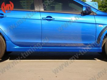 6 599 р. Накладки порогов EVO  Mitsubishi Lancer  10 CY (2007-2017) седан дорестайлинг, седан рестайлинг, хэтчбек 5 дв рестайлинг (Неокрашенные)  с доставкой в г. Кемерово. Увеличить фотографию 2