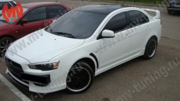 6 599 р. Накладки порогов EVO  Mitsubishi Lancer  10 CY (2007-2017) седан дорестайлинг, седан рестайлинг, хэтчбек 5 дв рестайлинг (Неокрашенные)  с доставкой в г. Кемерово. Увеличить фотографию 3