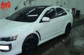 6 599 р. Накладки порогов EVO  Mitsubishi Lancer  10 CY (2007-2017) седан дорестайлинг, седан рестайлинг, хэтчбек 5 дв рестайлинг (Неокрашенные)  с доставкой в г. Кемерово. Увеличить фотографию 4