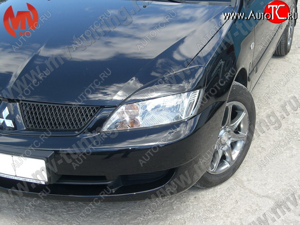 1 149 р. Реснички на фары var №2 (широкие)  Mitsubishi Lancer  9 CS (2003-2009) седан 1-ый рестайлинг, универсал 1-ый рестайлинг, седан 2-ой рестайлинг, универсал 2-ой рестайлинг (Неокрашенные)  с доставкой в г. Кемерово