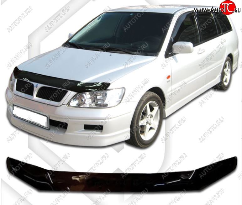 2 699 р. Дефлектор капота CA-Plastic Mitsubishi Lancer 9 CS универсал 1-ый рестайлинг (2003-2005) (Classic черный, Без надписи)  с доставкой в г. Кемерово