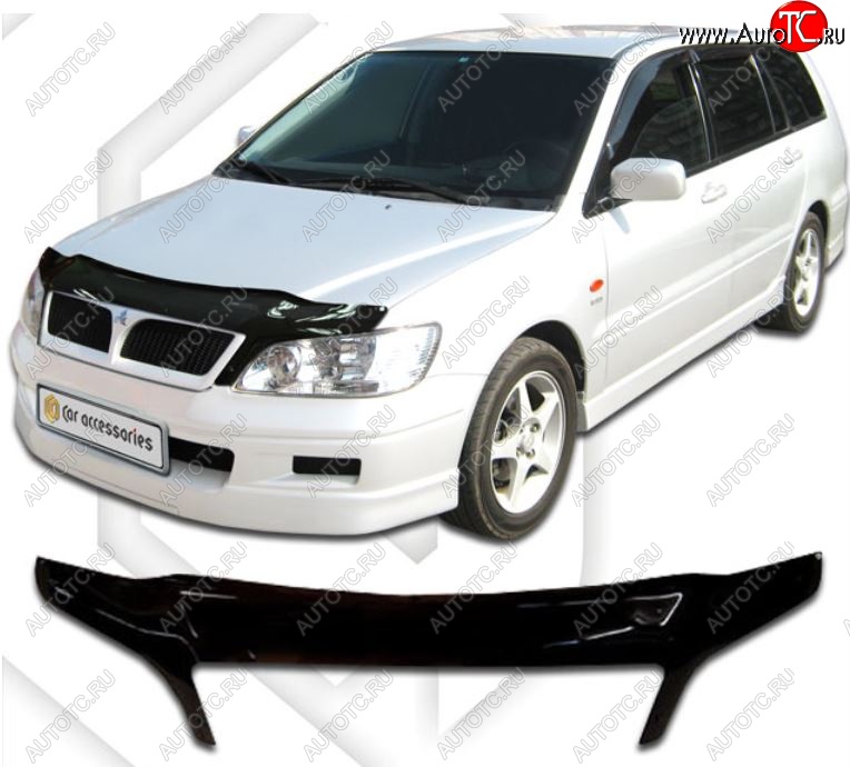 2 399 р. Дефлектор капота CA-Plastiс exclusive  Mitsubishi Lancer  9 CS (2003-2005) универсал 1-ый рестайлинг (Classic черный, Без надписи)  с доставкой в г. Кемерово