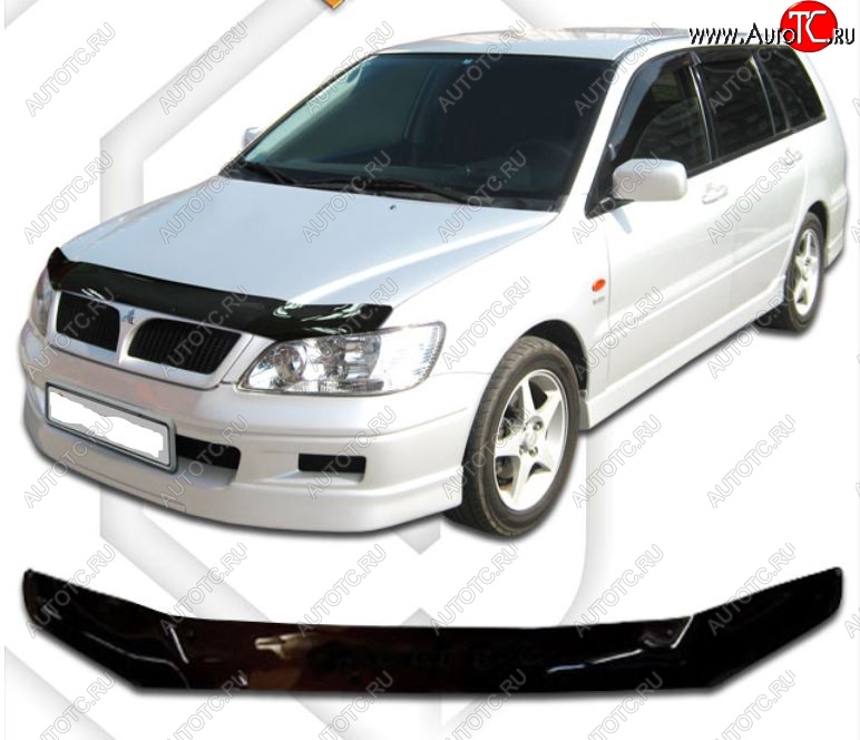 2 079 р. Дефлектор капота CA-Plastic Mitsubishi Lancer Cedia 9 CS универсал (2000-2003) (Classic черный, Без надписи)  с доставкой в г. Кемерово