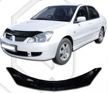 2 199 р. Дефлектор капота CA-Plastic Mitsubishi Lancer 9 CS седан 2-ой рестайлинг (2005-2009) (серия Classic черный)  с доставкой в г. Кемерово. Увеличить фотографию 2