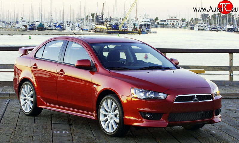 3 089 р. Накладки на передний бампер 2.0L  Mitsubishi Lancer  10 CY (2007-2017) седан дорестайлинг, хэтчбэк дорестайлинг, седан рестайлинг, хэтчбек 5 дв рестайлинг (Неокрашенная)  с доставкой в г. Кемерово