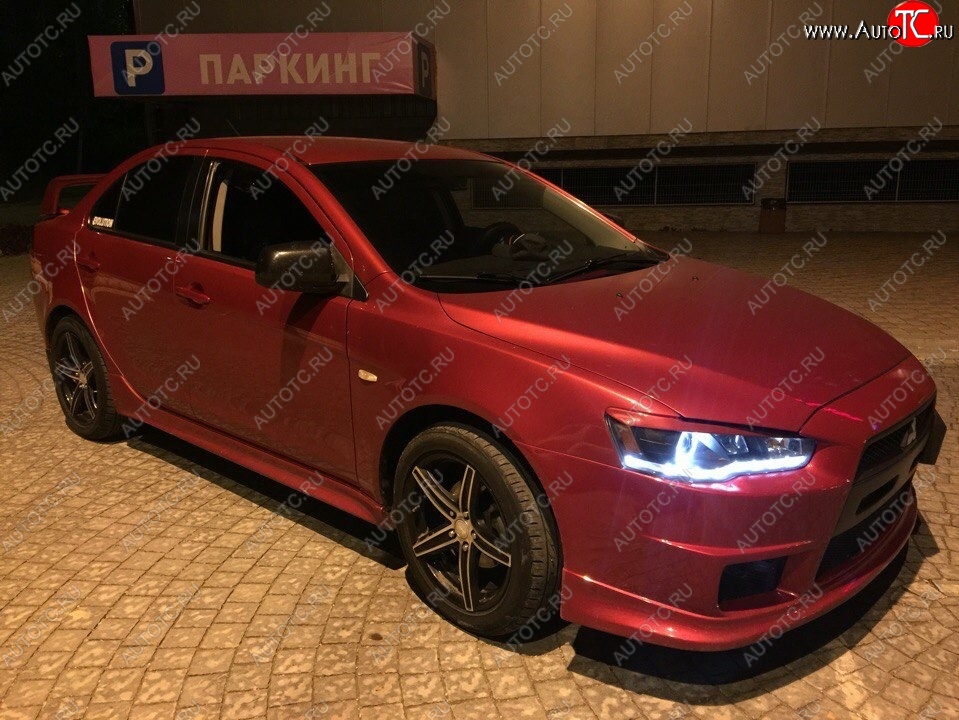 579 р. Реснички на фары Style  Mitsubishi Lancer  10 CY (2007-2017) седан дорестайлинг, хэтчбэк дорестайлинг, седан рестайлинг, хэтчбек 5 дв рестайлинг (Неокрашенные)  с доставкой в г. Кемерово