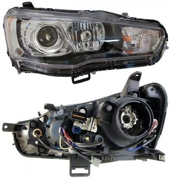 Правая фара SAT (под ксенон) Mitsubishi Lancer 10 CY седан дорестайлинг (2007-2010)