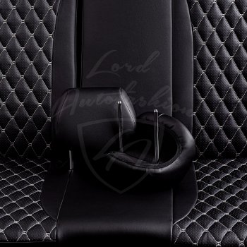 13 949 р. Чехлы для сидений Lord Autofashion Байрон (экокожа, раздельная спинка, подлокотник, отдельные бока, 2 П и 1 Г-образных подголовника)  Mitsubishi Lancer  10 CY (2007-2010) седан дорестайлинг (Черный, вставка черная, строчка серая)  с доставкой в г. Кемерово. Увеличить фотографию 6