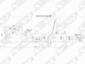 3 599 р. Левый амортизатор передний SAT  Mitsubishi Lancer  10 CY (2007-2017) седан дорестайлинг, хэтчбэк дорестайлинг, седан рестайлинг, хэтчбек 5 дв рестайлинг  с доставкой в г. Кемерово. Увеличить фотографию 1