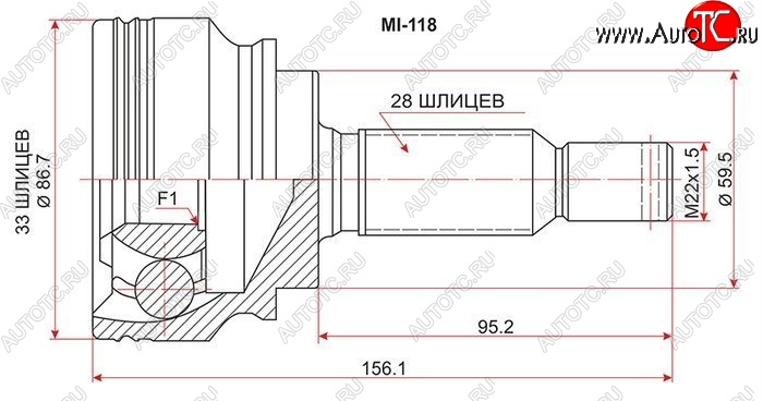 1 759 р. ШРУС SAT (наружный)  Mitsubishi Lancer  10 CY (2007-2017) седан дорестайлинг, хэтчбэк дорестайлинг, седан рестайлинг, хэтчбек 5 дв рестайлинг  с доставкой в г. Кемерово