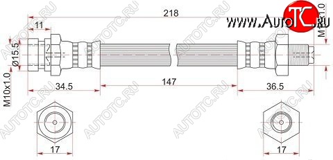 1 499 р. Тормозной шланг SAT (задний, LH=RH, пр-во Таиланд) Mitsubishi Pajero 4 V90 дорестайлинг (2006-2011)  с доставкой в г. Кемерово