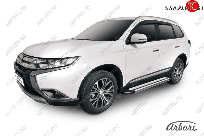 21 999 р. Порожки для ног Arbori Luxe Silver  Mitsubishi Outlander  GF (2015-2018) 2-ой рестайлинг  с доставкой в г. Кемерово