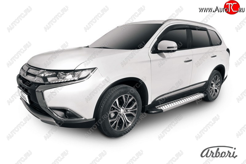 13 499 р. Порожки для ног Arbori Standart Silver Mitsubishi Outlander GF 2-ой рестайлинг (2015-2018)  с доставкой в г. Кемерово