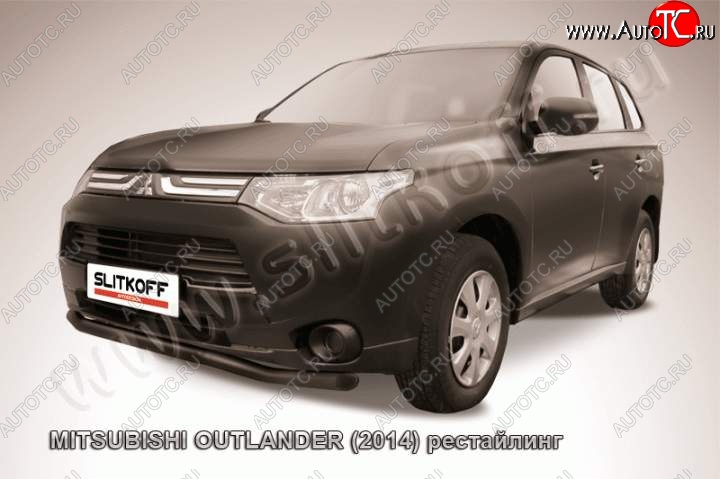 10 599 р. защита переднего бампера Slitkoff (57 мм)  Mitsubishi Outlander  GF (2014-2016) 1-ый рестайлинг (Цвет: серебристый)  с доставкой в г. Кемерово
