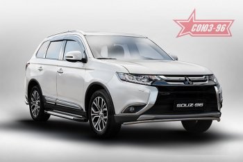 9 404 р. Защита переднего бампера Souz-96 (d42)  Mitsubishi Outlander  GF (2015-2018) 2-ой рестайлинг  с доставкой в г. Кемерово. Увеличить фотографию 1