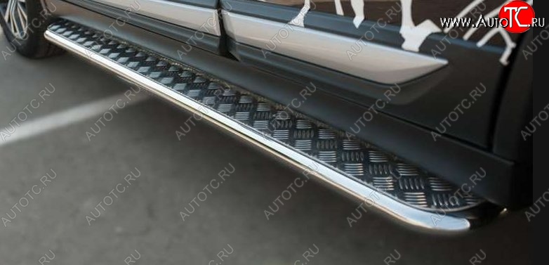 22 999 р. Порожки для ног (Ø42) SLITKOFF  Mitsubishi Outlander  GF (2015-2018) 2-ой рестайлинг (лист - алюминий, профиль - сталь)  с доставкой в г. Кемерово