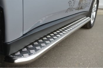 Широкая защита порогов с трубой диаметром 42 мм SLITKOFF v2 Mitsubishi Outlander  GF (2015-2018) 2-ой рестайлинг