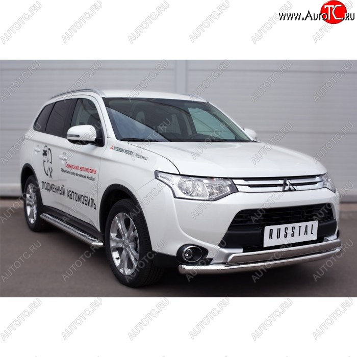 35 549 р. Широкая защита порогов с трубой диаметром 42 мм SLITKOFF v3  Mitsubishi Outlander  GF (2015-2018) 2-ой рестайлинг  с доставкой в г. Кемерово